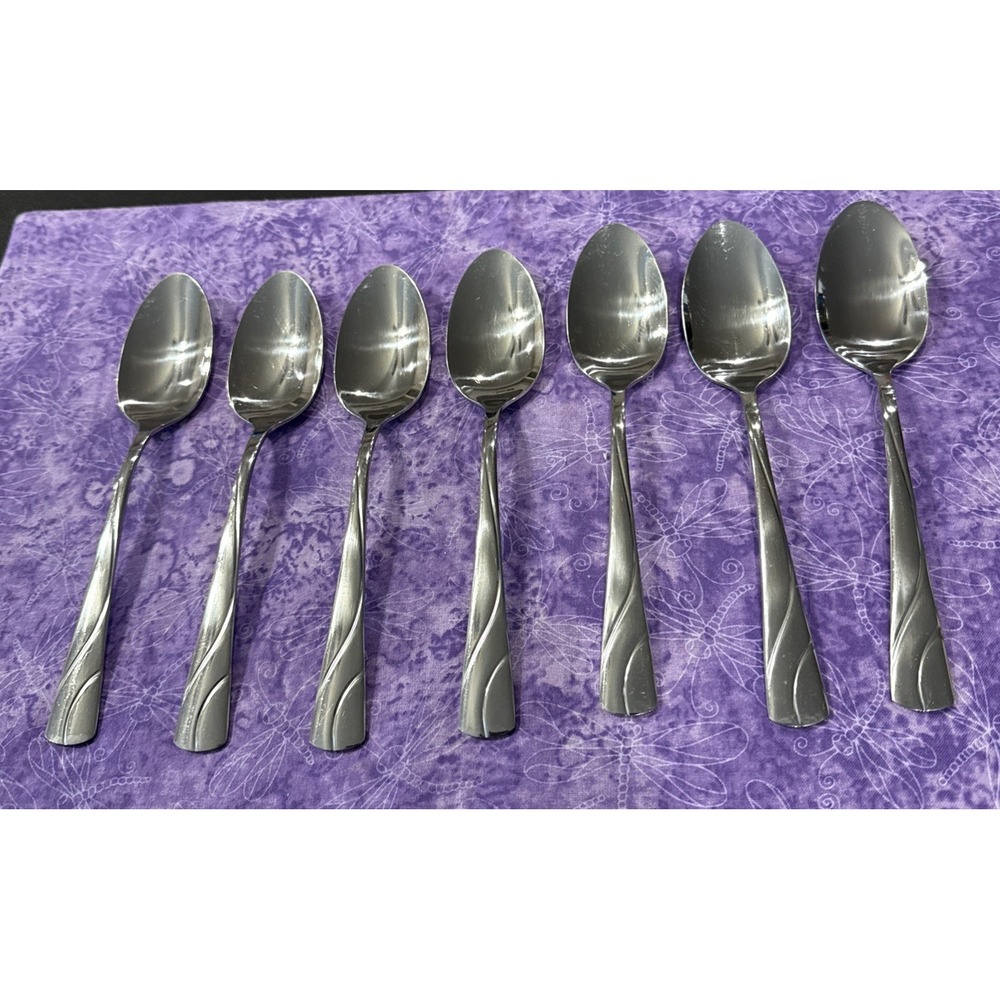 Oneida River Glossy Oval Spoons Spoon Stainless Flatware Silverware Set Of 7
